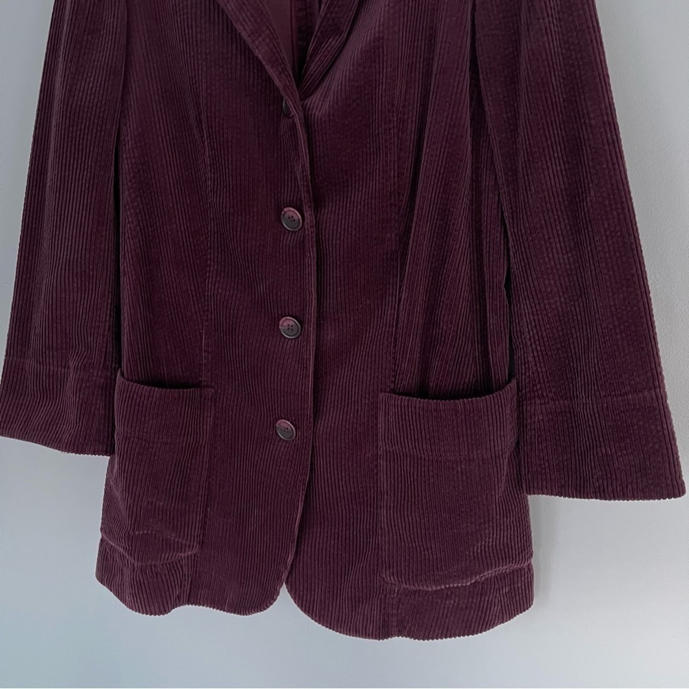J. Jill Wide Wale Corduroy Velvet Trip Chore Jacket Coat Purple Plum Shacket - Picture 3 of 13